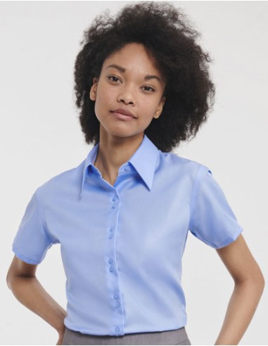 RUS-0R957F0-Ladies' Short Sleeve Tailored Ultimate Non-Iron Shirt